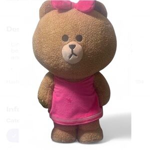Line FRIENDS Choco Brown Teddy Bear with Pink Dress and Bow